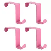 Over the Door Hooks, 4pcs - Stainless Steel S-Shaped Double Hooks (Pink)