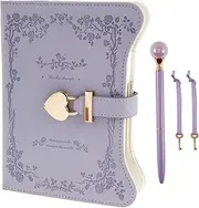 B6 Diary with Lock PU Leather Diary with Combination Lock Locked Journal Kids Notebook Locking Secret Diary Girls Diary with Lock Kit for yourself your children granddaughters girlfriends (Light Purple)