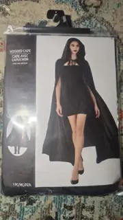 HOODED CAPE BLACK DARK EVIL LOOK ADULT SIZE HOLLOWEEN VAMPIRE UNISEX