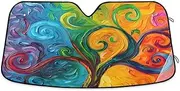 Rainbow Tree Auto Windshield Sun Shade UV Protection Car Front Window Shades for Most Sedans SUV Truck Large