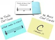 WhirlWindPress.ca Treble Clef and Bass Clef Note Name Flashcards - Fun Design, 72 Cards, Large Print, Color Coded, Music Skills, Kid
