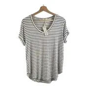 Cotton On Vneck Top New Womens S White Black High-Low Lightweight Stretchy