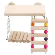 3pcs Wooden Squirrel Bird Toy Springboard Swing Ladder Cage AccessorY