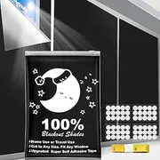 Blackout Blinds, (300 x 145CM) Portable Blackout Curtains, 100% Blackout Material Temporary Blackout Blinds for Baby Nursery, Bedroom, Dorm Room, or Travel Use