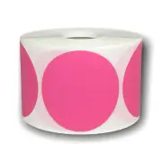 Zebra Rollo 2.5" Round Direct Thermal (Pink) Adhesive Labels 1" Core 1RL of 500