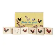 [Boxer Gifts] Eco-friendly Decals Wooden Dominoes - Match the Roosters