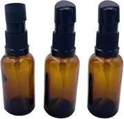 3 Pcs 30ml 1oz Amber Glass Travel Bottles Leakproof Liquid Makeup Foundation Bottle Lotion Pump Bottles Lotion Dispenser Soap Dispenser Cosmetics Emulsion Containers Jar with Black Pump