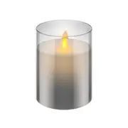 Goobay Battery-Operated 7.5x10cm LED Wax Candle in Glass Home/Room Decor Grey