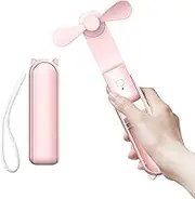 Portable Handheld Fan, 2 IN 1 Mini Hand Fan, Battery Operated [8-15 Working Hours], USB Rechargeable Personal Foldable Fan for Indoor, Small Pocket Fan Travel Essentials for Outdoor