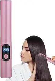 Hot Comb Hair Straightener- Hot Comb, Electric Hot Comb, Pink Hair Straightener, Cordless Hot Brush, Hair Straightening Tool | Flat Iron Hair Straightener, Straightener Curler Styling Tool for Salon