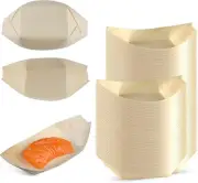 300 PCS Disposable Wood Boat Plates 6.7'', Charcuterie Bamboo Boats for Appetize