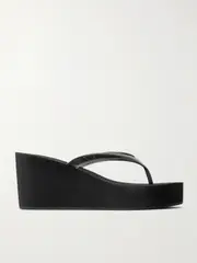[Ancient Greek Sandals] Ancient Greek Sandals - Etheria Pvc Wedge Flip Flops - Black - IT39 IT 39 Black