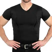 [CCW Tactical] Concealed Carry Holster Shirt | Secure Velcro Pocket with Large Storage | Men's V-Neck Compression Shirt