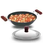 Futura Hard Anodised 3.75 L 30cm Wok/Kadai/Frying Pan Induction Base With Lid