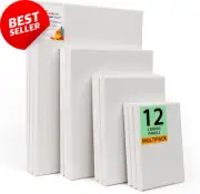 Canvas Panels, 12 Pack, 4 Sizes, Cotton, Acrylic, Oil, Mixed Media