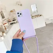 Crossbody Necklace Strap Lanyard Cord Silicone Phone case for iPhone 14 13 12 Pro Max 11 Pro Max X XR XS Max 6S 7 8 Plus Cover,Purple,for iPhone XR