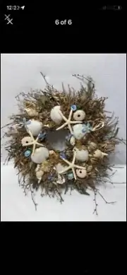 SEASHELL WREATH W/ HANGER (14”) HANDMADE COASTAL BEACH HOME DECOR