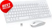 Slim Wireless Keyboard Mouse Combo Rechargeable Silent USB for PC Mac Laptop