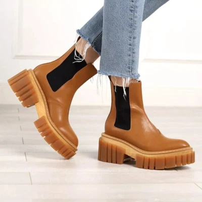 MSRP$975 Stella McCartney Women's Emilie Boots , ITALY , Cuoio. SIZE 37 / 7US