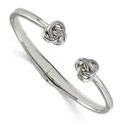 Stainless Steel Polished Knot Hinged Cuff Bangle Bracelet