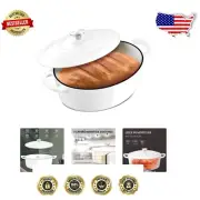 Versatile 7 Quart Oval Dutch Oven for Sourdough and One-Pot Meals - White