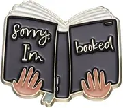 [mindspeakee] Sorry I'm booked enamel pin Creative backpack brooch of reading book, bookworm and student gift, Stainless Steel, no gemstone