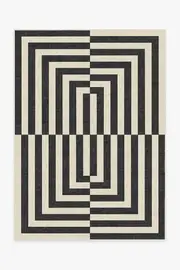 150' x 215' | Machine Washable Runner Rug | Kid & Pet Friendly | Indoor Rug | Op Art Charcoal Rug by Jonathan Adler | Ruggable
