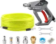 M MINGLE Sewer Jetter Kit for Pressure Washer 50 FT, Drain Cleaner Hose with