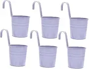 BAZEITFLOW 6Pcs Iron Bucket Planter with Hook Durable Hanging Flower Holder for Decoration Stylish Railing Planter for and Balcony