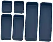Drawer Organizers, Storage Plastic Desk Bins Stackable Organizers Military blue