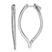 Sterling Silver Shimmer Rhodium-Plated 104 Stone 1.2mm Cz In And Out Geometric Hinged Hoop Earrings