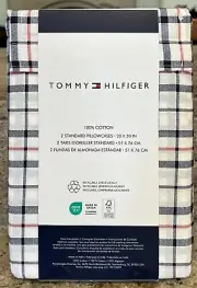 Tommy Hilfiger Blue Red White Tartan Plaid Standard Pillowcases Set Of 2