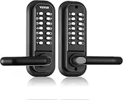 VEVOR Mechanical Keyless Entry Door Lock, 14 Digit Keypad, Water-Proof Zinc Alloy, Double-Sided Embedded Outdoor Gate Door Locks Set with Keypad and Handle, Easy to Install, for Garden, Garage, Yard