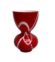 MCM CASED BX GLASS Red & White Drizzle Design Hand Blown Glass Vase w/ TAG - NEW
