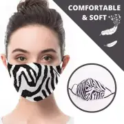 Face Masks 2-PACK Zebra Print Cotton Reusable
