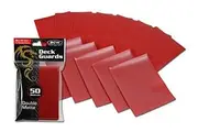 BCW Deck Guard - Double Matte Red Card Sleeves Acid-Free, Archival-Safe, No PVC Anti-Glare Matte Finish Fits Standard 2" x 3" Game Cards Durable Deck Protector Sleeves 100 Ct
