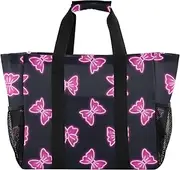 [sanluoli] Bags Collapsable Large Beach Bag With Compartments with Handles Laundry Carrying Bag, Neon Pink Fluorescent Bow, 1 size