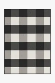 150' x 215' | Machine Washable Runner Rug | Kid & Pet Friendly | Indoor Rug | Gingham Plaid Black & White Outdoor Rug | Ruggable