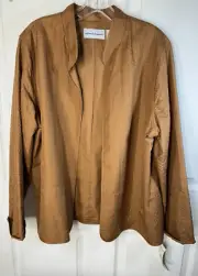 Alfred Dunner Open Front Jacket Women's size 14 Mocha Fancy Stitch Lightweight