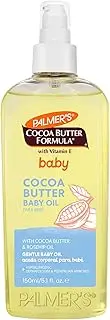 Palmer's Baby Oil, Cocoa Butter Formula Gentle Body Oil, 5.1 fl oz, Nourishing Massage Oil for Delicate Skin with Vitamin E & Argan Oil, 48-Hrs Moisture, Dermatologist Tested Baby Essentials