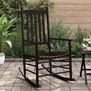 Rocking Chairs with Curved Seats 2 pcs Brown Solid Wood Poplar,Relaxing Outdoor Rocking Chair with Curved Seat & High Back for Patio Garden Living Room Furniture