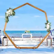 Heptagonal Wooden/Wood Arch 7.2FT for Wedding Ceremony, Arbor Backdrop Stand ...