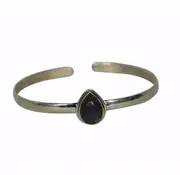 Solid Sterling silver Bangle bracelet with black bead
