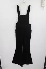 Nasty Gal Black Cord Flared Dungaree Overalls Size 2 NWT