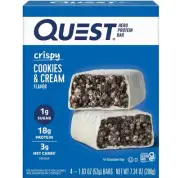 New QUEST Crispy Cookies & Cream Chocolate 17g Protein 2g Bars 7.34oz (1 Box)
