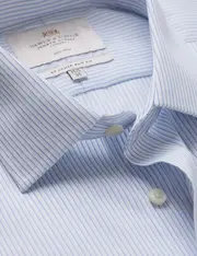 Hawes & Curtis Non-Iron Blue & Navy Stripe Slim Shirt Size: 17" collar, 36" sleeve