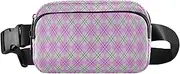 [Amooorous] Purple Checkerboard Cute Fanny Waist Pack for Men Women Mini Crossbody Passport Bag with Adjustable Strap for Shopping Sports Work, purple checkerboard, 1 size