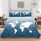 World Map Screen 3D Quilt Duvet Doona Cover Set Single Double Queen King Print