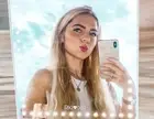 Riki Skinny Mini Lighted Vanity Mirror makeup Selfie button &10X Zoom NEW sealed