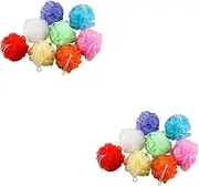 HAKIDZEL 2sets Solid Shower Sponges Bath Ball Mesh Nets Power Exfoliating Bath Ball for Body Scrubbing Soft Comfortable Reusable Sturdy Lanyard Design 16pcs*2